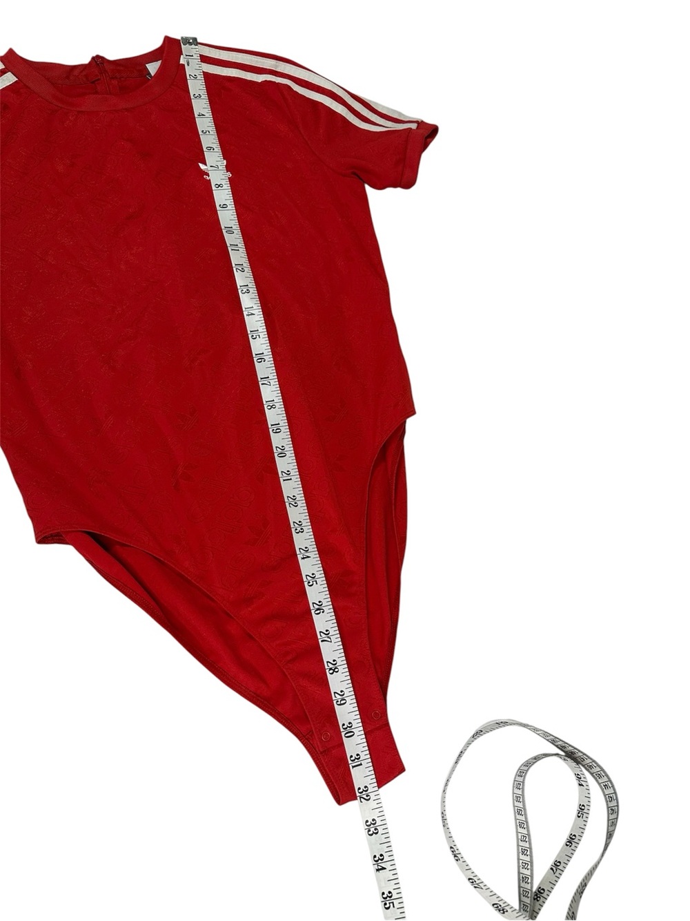 Adidas Red Jacquard Short Sleeve Bodysuit Size Large - Picture 10 of 15